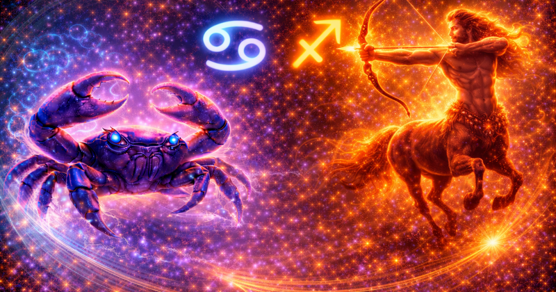 <p>When Cancer and Sagittarius come together, the relationship feels like a meeting of heart and horizon. Cancer seeks emotional security, closeness, and a sense of home, while Sagittarius longs for freedom, exploration, and personal truth. One wants to build roots; the other wants to keep moving. This contrast creates both fascination and friction, making this pairing a powerful lesson in balance, trust, and emotional growth.</p><p>Cancer is ruled by the <strong>Moon</strong>, shaping intuition, emotional memory, and nurturing instincts. Sagittarius is ruled by <strong>Jupiter</strong>, the planet of expansion, optimism, and higher meaning. Together, they combine emotional depth with philosophical curiosity, forming a connection that can either feel inspiring or overwhelming — depending on how well they respect each other’s needs.</p><h3>Cancer–Sagittarius Compatibility: Overall Dynamic</h3><p>The Cancer–Sagittarius dynamic is energetic, contrasting, and growth-oriented. These two signs experience life very differently, yet each offers something the other secretly needs.</p><p><strong>What draws them together:</strong></p><ul><li>Cancer offers emotional depth, care, and loyalty</li><li>Sagittarius brings optimism, enthusiasm, and a broad worldview</li><li>Both value honesty and meaningful experiences</li><li>Emotional curiosity and attraction spark early</li></ul><p><strong>Where challenges arise:</strong></p><ul><li>Cancer may feel emotionally unsafe or neglected</li><li>Sagittarius may feel restricted or emotionally pressured</li><li>Differences in pace, priorities, and attachment styles</li></ul><p>This relationship thrives when emotional security and personal freedom are treated as equally important.</p><h3>Cancer and Sagittarius Love Compatibility</h3><p>Love between Cancer and Sagittarius is passionate, adventurous, and emotionally educational. Cancer loves through closeness, nurturing, and emotional presence. Sagittarius loves through shared experiences, honesty, and growth.</p><p><strong>Why they fall for each other:</strong></p><ul><li>Cancer is inspired by Sagittarius’ confidence and optimism</li><li>Sagittarius is touched by Cancer’s sincerity and emotional warmth</li><li>Love feels expansive yet personal</li><li>Emotional and philosophical conversations deepen connection</li></ul><p><strong>Love challenges include:</strong></p><ul><li>Sagittarius’ blunt honesty hurting Cancer’s feelings</li><li>Cancer’s emotional needs feeling heavy to Sagittarius</li><li>Different expectations around commitment and routine</li></ul><p>When both partners learn to express love in ways the other understands, love becomes expansive rather than destabilizing.</p><h3>Relationship Dynamics</h3><p>Cancer and Sagittarius must consciously build a relationship that honors both emotional closeness and independence.</p><p><strong>Healthy dynamics include:</strong></p><ul><li>Emotional reassurance without control</li><li>Freedom paired with consistent communication</li><li>Encouragement of personal growth and shared adventures</li><li>Mutual respect for emotional boundaries</li></ul><p>Tension appears when Cancer seeks predictability while Sagittarius resists structure. Balance comes from emotional trust rather than constant proximity.</p><h3>Sexual Compatibility</h3><p>Sexual chemistry between Cancer and Sagittarius is exploratory, emotional, and surprisingly passionate.</p><p><strong>Why intimacy can work well:</strong></p><ul><li>Sagittarius brings excitement, playfulness, and curiosity</li><li>Cancer adds emotional connection and sensitivity</li><li>Trust enhances physical expression</li><li>Emotional openness deepens desire</li></ul><p>When both feel emotionally safe and free from pressure, intimacy becomes a space for connection, discovery, and mutual enjoyment.</p><h3>Communication Style</h3><p>Communication between Cancer and Sagittarius blends emotion with philosophy, but it requires emotional awareness.</p><p><strong>What works well:</strong></p><ul><li>Honest, meaningful conversations</li><li>Willingness to learn from different emotional styles</li><li>Humor and openness easing emotional tension</li></ul><p><strong>What causes tension:</strong></p><ul><li>Sagittarius speaking without emotional filtering</li><li>Cancer retreating instead of expressing hurt</li><li>Emotional needs being misunderstood as limitations</li></ul><p>Learning to combine honesty with empathy transforms communication into a bridge rather than a divide.</p><h3>Trust and Emotional Security</h3><p>Trust is built slowly in this pairing and requires intentional effort.</p><p><strong>Trust strengthens when:</strong></p><ul><li>Sagittarius follows through on commitments</li><li>Cancer allows space without suspicion</li><li>Emotional needs are discussed openly</li><li>Independence is not mistaken for distance</li></ul><p>Without trust, Cancer may feel insecure and Sagittarius may feel confined. Transparency and reassurance are essential.</p><h3>Marriage and Long-Term Potential</h3><p>Marriage between Cancer and Sagittarius can work when both partners commit to emotional maturity and flexibility.</p><p><strong>This union thrives on:</strong></p><ul><li>Emotional honesty and reassurance</li><li>Shared values around growth and purpose</li><li>Space for independence within commitment</li><li>Willingness to evolve together</li></ul><p>Cancer provides emotional grounding and care; Sagittarius brings perspective, optimism, and inspiration. Together, they can create a partnership that feels both safe and expansive.</p><h3>Cancer and Sagittarius Compatibility Percentage</h3><p><strong>Overall compatibility: 70%</strong></p><p>This relationship grows stronger when both partners:</p><ul><li>Balance emotional closeness with freedom</li><li>Communicate needs without guilt or avoidance</li><li>Respect differences in attachment styles</li><li>View challenges as opportunities for growth</li></ul><h3>Can Cancer and Sagittarius Make It Work?</h3><p>Yes — with awareness, effort, and emotional honesty.</p><p>When Cancer trusts without clinging and Sagittarius commits without feeling trapped, this pairing becomes a journey of emotional expansion and mutual discovery rather than conflict.</p><h3>Final Thoughts on Cancer and Sagittarius Compatibility</h3><p>Cancer and Sagittarius compatibility is about learning how love can be both safe and free. This relationship challenges both partners to grow emotionally, expand perspectives, and redefine what commitment means.</p><p>When water learns to flow without fear and fire learns to stay without burning, the bond becomes meaningful, inspiring, and deeply transformative.</p><p>Learn more about Cancer Love and Sagittarius Love and Relationships in <a href="https://astroscope.net/en/horoscope/cancer/love"><strong style="text-decoration: underline;">Cancer Love Horoscope</strong></a> and <a href="https://astroscope.net/en/horoscope/sagittarius/love"><strong style="text-decoration: underline;">Sagittarius Love Horoscope</strong></a>.</p>