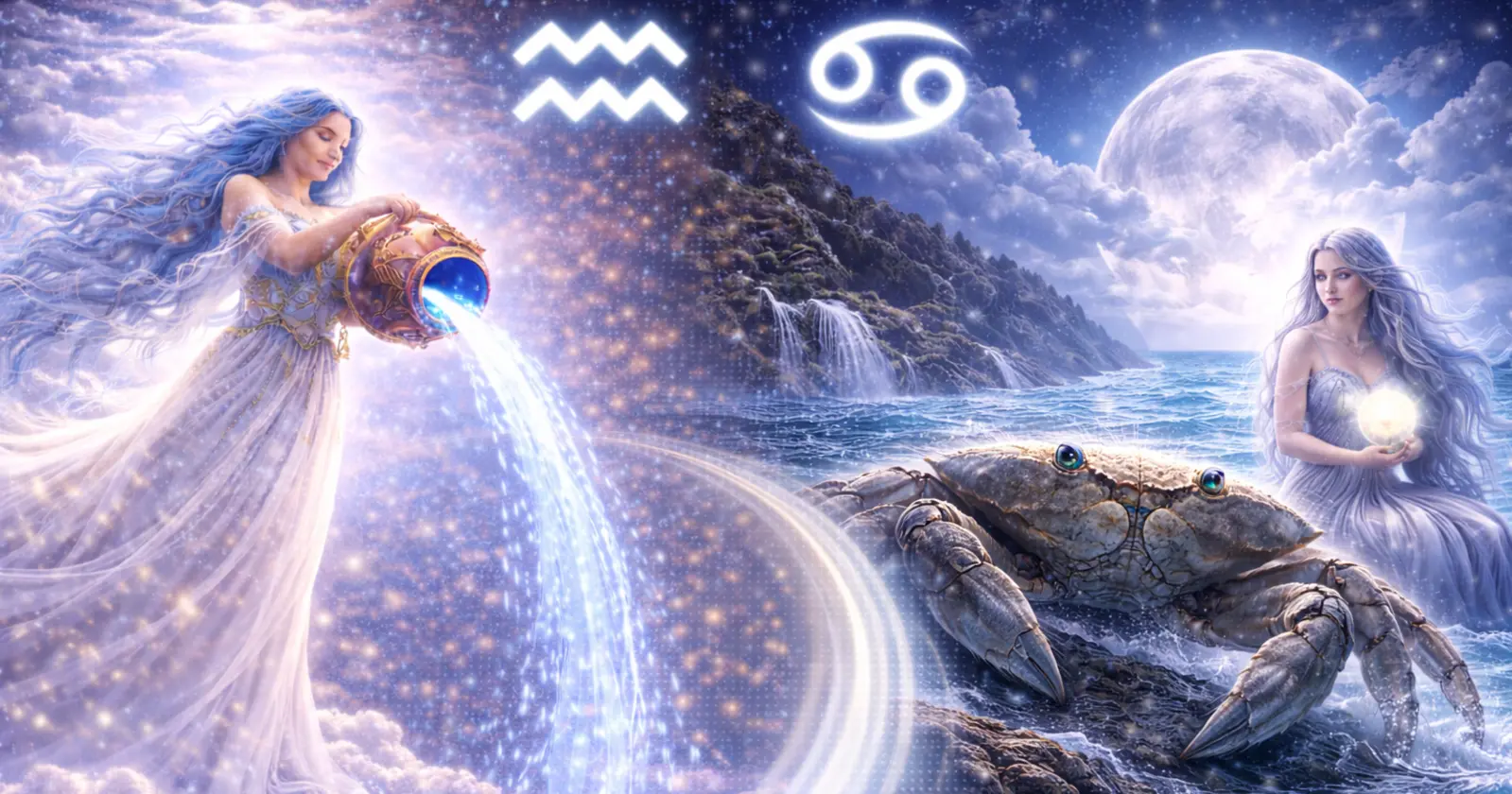 <p>When Cancer and Aquarius come together, the connection can feel unusual, intriguing, and at times confusing — yet filled with surprising potential. Cancer is deeply emotional, intuitive, and rooted in personal bonds and emotional security. Aquarius is intellectual, future-focused, and fiercely independent, guided more by ideas than emotions. One leads with the heart, the other with the mind.</p><p>This is a relationship where water meets air — elements that don’t naturally merge, yet can create movement, growth, and new perspectives when handled with awareness and care. Cancer brings emotional depth and nurturing energy, while Aquarius introduces innovation, objectivity, and progressive thinking.</p><p>Cancer is ruled by the Moon, governing emotions, memory, and inner security. Aquarius is ruled by Uranus (and traditionally Saturn), representing originality, rebellion, and unconventional paths. Together, this pairing challenges both partners to step outside their emotional comfort zones and redefine what love and connection can look like.</p><h3>Cancer and Aquarius Compatibility: Overall Energy</h3><p>The overall energy between Cancer and Aquarius is built on contrast and curiosity. They don’t instantly understand each other, but that very difference can become the foundation of their bond.</p><p>Cancer brings emotional warmth, loyalty, and genuine care into the relationship. Aquarius contributes originality, vision, and open-minded thinking. Both value honesty, authenticity, and integrity, and both are capable of deep compassion — though they express it very differently.</p><p>Tension can arise when Cancer seeks emotional closeness while Aquarius needs personal space. Aquarius may appear detached or unpredictable, while Cancer may feel emotionally unsafe without consistent reassurance. This relationship works best when neither partner tries to change the other, but instead learns how different expressions of love and care can coexist.</p><h3>Love Between Cancer and Aquarius</h3><p>Love between Cancer and Aquarius develops slowly and often unexpectedly. Attraction usually begins through meaningful conversations, shared ideals, or a sense of being “different together.”</p><p>Cancer loves through emotional presence, nurturing, and consistency. Aquarius loves through understanding, acceptance, and shared ideas rather than constant emotional expression. Their love story is often subtle, thoughtful, and unconventional.</p><p>Cancer is drawn to Aquarius’s uniqueness, intelligence, and independent spirit. Aquarius is intrigued by Cancer’s emotional depth, sincerity, and ability to love deeply. Both appreciate authenticity over superficial romance, and love often feels mentally stimulating while slowly becoming emotionally meaningful.</p><p>Challenges arise when Cancer feels emotionally neglected or when Aquarius feels pressured by emotional expectations. Their differing love languages can lead to misunderstandings. When both partners learn to express love in ways the other understands, the bond becomes quietly powerful and deeply meaningful.</p><h3>Cancer and Aquarius Relationship Dynamics</h3><p>Cancer–Aquarius relationships require flexibility, patience, and emotional maturity. Neither sign is wrong — they simply operate on very different emotional frequencies.</p><p>Healthy dynamics include respecting emotional sensitivity and personal freedom equally, allowing space without emotional withdrawal, encouraging individuality within the relationship, and openly discussing boundaries and needs. When these elements are present, the relationship feels supportive rather than restrictive.</p><p>Problems appear when Cancer becomes emotionally dependent or when Aquarius becomes emotionally unavailable. Balance is created when care does not feel like control and freedom does not feel like distance. When both partners consciously work toward understanding, the relationship becomes stable in its own unique way.</p><h3>Sexual Compatibility Between Cancer and Aquarius</h3><p>Sexual compatibility between Cancer and Aquarius is unconventional but potentially transformative. This is not a purely physical connection — intimacy evolves through trust, openness, and emotional understanding.</p><p>Cancer seeks tenderness, emotional safety, and deep bonding. Aquarius approaches intimacy with curiosity, experimentation, and a desire for mental connection. When emotional trust is established, Aquarius becomes more open physically, while Cancer feels safe enough to explore new experiences.</p><p>Challenges arise when Cancer needs reassurance Aquarius doesn’t naturally express, or when Aquarius struggles with intense emotional expectations. When emotional safety and freedom coexist, intimacy becomes both bonding and liberating — deeply memorable and unique.</p><h3>Communication Between Cancer and Aquarius</h3><p>Communication is one of the most critical areas in this pairing. Cancer communicates emotionally and often indirectly, while Aquarius communicates logically and sometimes abstractly.</p><p>Communication improves when both partners practice patience with emotional expression, explain feelings rather than expecting them to be intuitively understood, respect differing communication styles, and allow space for both ideas and emotions in conversation.</p><p>Friction occurs when Aquarius dismisses emotions as irrational or when Cancer takes logical detachment personally. Avoiding difficult emotional conversations can deepen misunderstandings. When Aquarius learns to listen emotionally and Cancer learns not to internalize detachment, communication becomes supportive, enlightening, and growth-oriented.</p><h3>Trust and Emotional Security Between Cancer and Aquarius</h3><p>Trust develops gradually between Cancer and Aquarius. Cancer needs consistency, reassurance, and emotional honesty. Aquarius needs freedom, transparency, and respect for individuality.</p><p>Trust grows when Aquarius remains emotionally honest rather than distant, Cancer avoids emotional manipulation or guilt-driven reactions, boundaries are clearly discussed, and independence is not mistaken for disinterest. Once trust is established, this relationship becomes surprisingly loyal, resilient, and enduring.</p><h3>Aquarius and Cancer Marriage and Long-Term Potential</h3><p>Marriage or long-term commitment between Cancer and Aquarius can succeed when both partners commit to understanding rather than control. This union is less traditional and more evolutionary in nature.</p><p>The relationship thrives on emotional growth over time, shared humanitarian or life goals, respect for personal freedom, and a balance between emotional and intellectual connection. Cancer creates emotional grounding and a sense of home, while Aquarius brings vision, adaptability, and progressive thinking.</p><p>Together, they can build a life that feels both secure and expansive, as long as emotional needs and independence are respected equally.</p><h3>Cancer and Aquarius Compatibility Percentage</h3><p>Overall compatibility: <strong>64%</strong></p><p>This relationship improves significantly when emotions are communicated clearly, freedom is respected without fear, and differences are embraced rather than judged.</p><h3>Can Cancer and Aquarius Really Make It Work?</h3><p>Yes — with emotional awareness, patience, and mutual respect. When Cancer learns that love doesn’t always look emotional, and Aquarius learns that emotions don’t limit freedom, this partnership becomes deeply enlightening and emotionally liberating.</p><h3>Final Thoughts on Cancer and Aquarius Compatibility</h3><p>Cancer and Aquarius compatibility is not about similarity — it’s about expansion. This relationship teaches both partners how to love differently, think deeper, and grow beyond instinct.</p><p>When emotional depth meets visionary thinking, the result is a connection that is unconventional, meaningful, and quietly transformative — built on trust, acceptance, and the courage to love beyond expectations.</p><p>Learn more about Cancer Love and Aquarius Love and Relationships here: <a href="https://astroscope.net/en/horoscope/cancer/love"><strong style="text-decoration: underline;">Cancer Love Horoscope</strong></a> and <a href="https://astroscope.net/en/horoscope/aquarius/love"><strong style="text-decoration: underline;">Aquarius Love Horoscope</strong></a>.</p>