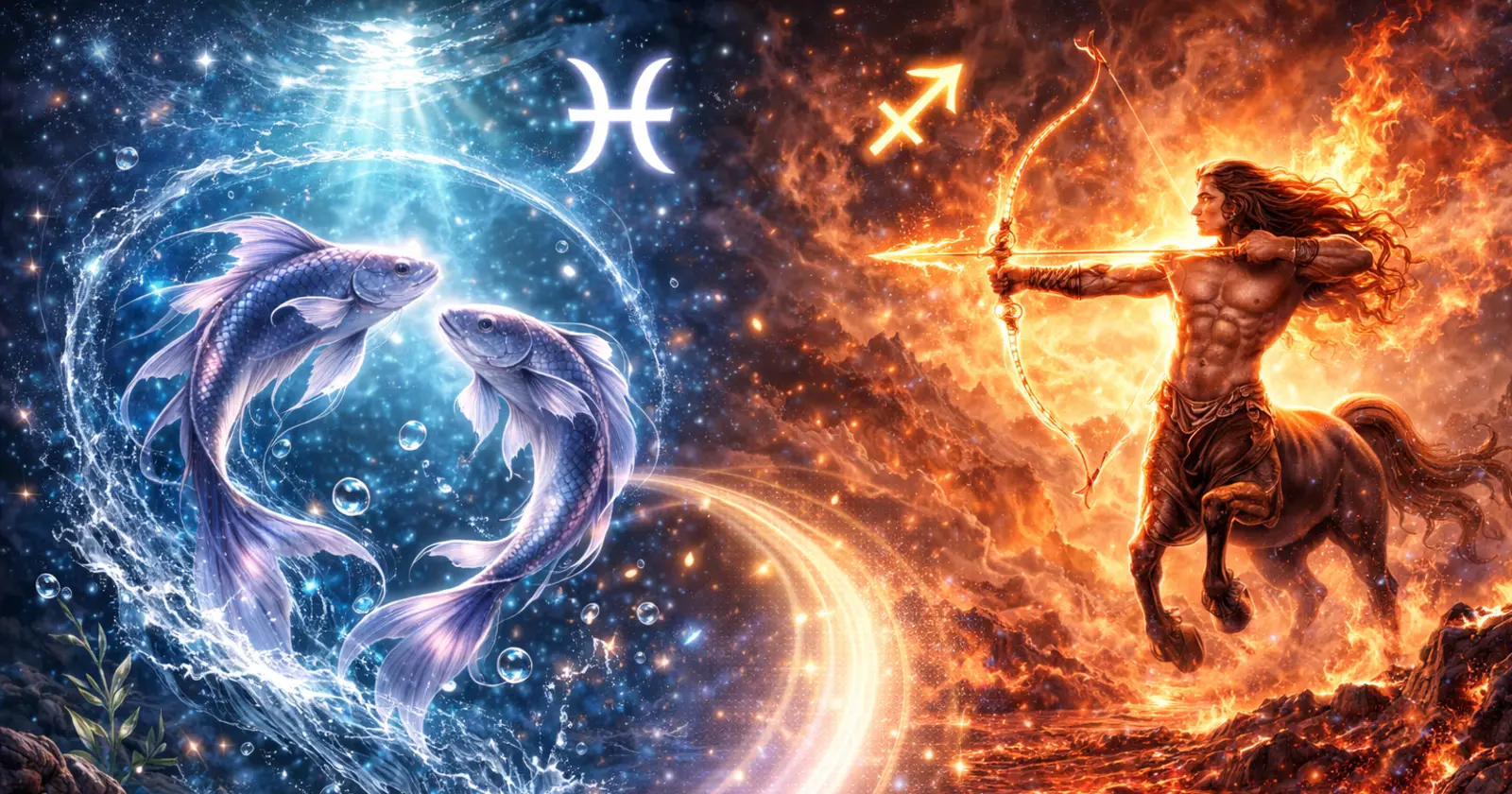 <p>When Pisces and Sagittarius come together, the relationship is both adventurous and emotionally enriching. Sagittarius brings optimism, exploration, and a love of freedom, while Pisces contributes sensitivity, empathy, and intuitive understanding. One seeks adventure and discovery, the other seeks emotional depth and connection. Together, they create a bond where exploration meets soulfulness, adventure meets compassion, and growth becomes both personal and shared.</p><p>Sagittarius is ruled by Jupiter, the planet of expansion, optimism, and philosophical exploration, while Pisces is ruled by Neptune (and traditionally Jupiter), symbolizing intuition, dreams, and spiritual awareness. This pairing blends freedom with empathy, enthusiasm with sensitivity, and exploration with emotional insight. When both partners honor each other’s differences, Sagittarius and Pisces can enjoy a relationship that is adventurous, nurturing, and transformative.</p><h3>Pisces and Sagittarius: Overall Dynamic</h3><p>The Pisces–Sagittarius dynamic is imaginative, inspiring, and full of complementary contrasts.</p><p><strong>Strengths:</strong></p><ul><li>Sagittarius brings energy, optimism, and adventurous curiosity</li><li>Pisces offers empathy, intuition, and emotional depth</li><li>Both value personal growth, meaningful experiences, and shared exploration</li><li>Mutual fascination encourages learning, discovery, and emotional expansion</li></ul><p><strong>Potential challenges:</strong></p><ul><li>Sagittarius’ need for freedom may clash with Pisces’ desire for closeness</li><li>Pisces’ emotional sensitivity may feel overwhelming or unpredictable to Sagittarius</li><li>Differences in approach to life, priorities, or decision-making can create tension</li></ul><p><strong>How the relationship thrives:</strong></p><ul><li>Balancing adventure with emotional attunement</li><li>Respecting each other’s pace, needs, and emotional boundaries</li><li>Engaging in shared adventures while nurturing emotional closeness</li><li>Transforming differences into opportunities for growth and understanding</li></ul><p>With patience and mutual respect, this pairing becomes both exhilarating and emotionally fulfilling.</p><h3>Pisces and Sagittarius Love Compatibility</h3><p>Love between Pisces and Sagittarius is playful, inspiring, and emotionally transformative.</p><p><strong>Why attraction forms:</strong></p><ul><li>Sagittarius admires Pisces’ compassion, imagination, and gentle nature</li><li>Pisces is drawn to Sagittarius’ optimism, courage, and adventurous spirit</li><li>Shared curiosity, empathy, and openness create a strong emotional bond</li><li>Emotional and philosophical connection deepens mutual respect and fascination</li></ul><p><strong>Challenges in love:</strong></p><ul><li>Sagittarius may feel constrained by Pisces’ need for closeness or emotional intensity</li><li>Pisces may feel uncertain about Sagittarius’ independence or adventurous tendencies</li><li>Misunderstandings can arise if emotional needs and expectations are not openly discussed</li></ul><p><strong>How love thrives:</strong></p><ul><li>Open and honest communication about emotions, desires, and boundaries</li><li>Balancing exploration with emotional nurturing</li><li>Supporting each other’s personal growth while enjoying shared experiences</li><li>Maintaining trust, respect, and understanding in challenging moments</li></ul><p>When approached consciously, love between Pisces and Sagittarius becomes emotionally rewarding, expansive, and deeply transformative.</p><h3>Pisces and Sagittarius Relationship Dynamics</h3><p>This pairing thrives when adventure and emotion are honored equally.</p><p><strong>Healthy dynamics:</strong></p><ul><li>Sagittarius inspiring exploration, optimism, and curiosity</li><li>Pisces contributing empathy, intuition, and emotional insight</li><li>Mutual respect for differences and appreciation of complementary strengths</li><li>Engaging in shared adventures while nurturing emotional closeness</li></ul><p><strong>Challenges:</strong></p><ul><li>Sagittarius’ blunt honesty or impulsive nature may unsettle sensitive Pisces</li><li>Pisces’ emotional intensity or indecision may frustrate freedom-loving Sagittarius</li><li>Differences in priorities or pacing require patience and understanding</li></ul><p><strong>How to maintain balance:</strong></p><ul><li>Prioritize emotional awareness and open dialogue</li><li>Celebrate both adventure and nurturing moments</li><li>Support each other’s individuality while cultivating intimacy</li><li>Use curiosity, humor, and empathy to navigate challenges</li></ul><p>With awareness, patience, and mutual respect, this partnership becomes adventurous, emotionally enriching, and deeply satisfying.</p><h3>Pisces and Sagittarius Sexual Compatibility</h3><p>Sexual intimacy is imaginative, passionate, and emotionally connective.</p><p><strong>Why intimacy works:</strong></p><ul><li>Sagittarius brings adventurousness, enthusiasm, and playful energy</li><li>Pisces contributes sensitivity, empathy, and intuitive connection</li><li>Sexual experiences are explorative, emotionally meaningful, and mutually satisfying</li><li>Trust and communication enhance both physical and emotional intimacy</li></ul><p><strong>Challenges:</strong></p><ul><li>Sagittarius may occasionally underestimate Pisces’ need for emotional closeness</li><li>Pisces may require reassurance when Sagittarius seeks freedom or novelty</li></ul><p><strong>How intimacy thrives:</strong></p><ul><li>Embrace emotional openness alongside playful exploration</li><li>Communicate desires, boundaries, and fantasies honestly</li><li>Combine spontaneity with sensitivity for deeply rewarding connection</li><li>Celebrate the balance of adventure and emotion in sexual expression</li></ul><p>When nurtured, sexual intimacy strengthens emotional trust and deepens overall connection.</p><h3>Communication Between Pisces and Sagittarius</h3><p>Communication blends enthusiasm with empathy, curiosity with intuition.</p><p><strong>Strengths:</strong></p><ul><li>Sagittarius communicates openly, energetically, and honestly</li><li>Pisces communicates with emotional insight, intuition, and sensitivity</li><li>Conversations foster mutual understanding, emotional growth, and shared exploration</li><li>Dialogue encourages both learning and emotional bonding</li></ul><p><strong>Challenges:</strong></p><ul><li>Sagittarius’ directness may unintentionally hurt sensitive Pisces</li><li>Pisces’ tendency to withdraw or overanalyze may frustrate Sagittarius</li><li>Misunderstandings can arise if emotional needs are unclear or unspoken</li></ul><p><strong>Tips for effective communication:</strong></p><ul><li>Listen actively with empathy and patience</li><li>Balance honesty with consideration and understanding</li><li>Encourage emotional openness alongside adventurous discussion</li><li>Validate perspectives while expressing individual needs clearly</li></ul><p>Strong communication transforms differences into opportunities for growth, connection, and understanding.</p><h3>Trust and Emotional Security</h3><p>Trust develops when honesty, empathy, and freedom coexist.</p><p><strong>How trust grows:</strong></p><ul><li>Sagittarius respects Pisces’ emotional depth while maintaining independence</li><li>Pisces honors Sagittarius’ adventurous spirit while nurturing intimacy</li><li>Emotional security strengthens through transparency, reassurance, and mutual understanding</li></ul><p><strong>Challenges:</strong></p><ul><li>Sagittarius’ need for freedom may create temporary insecurity for Pisces</li><li>Pisces’ sensitivity may require extra reassurance and attention</li></ul><p>Patience, consistent communication, and empathy are essential. With effort, trust becomes the foundation for a relationship that is both free-spirited and emotionally secure.</p><h3>Pisces and Sagittarius Marriage and Long-Term Potential</h3><p>Marriage blends adventure, emotional depth, and shared growth.</p><p><strong>Keys to a thriving marriage:</strong></p><ul><li>Encourage exploration, creativity, and personal growth</li><li>Balance freedom with emotional closeness and nurturing</li><li>Resolve conflicts with patience, empathy, and understanding</li><li>Celebrate shared values, experiences, and dreams</li></ul><p><strong>Long-term benefits:</strong></p><ul><li>A union full of adventure, emotional richness, and inspiration</li><li>Emotional connection grows alongside shared learning and exploration</li><li>Life together is stimulating, supportive, and deeply rewarding</li><li>A partnership that fosters mutual growth, creativity, and joy</li></ul><p>With conscious effort, Pisces and Sagittarius can create a marriage that is passionate, emotionally enriching, and enduring.</p><h3>Pisces and Sagittarius Compatibility Percentage</h3><p><strong>Overall compatibility:</strong> 75%</p><p>This relationship thrives when both partners embrace differences, communicate openly, and balance freedom with emotional connection.</p><h3>Can Pisces and Sagittarius Make It Work?</h3><p>Yes — with awareness, patience, and emotional honesty.</p><p>When Sagittarius tempers impulsiveness with sensitivity and Pisces embraces adventure alongside emotional depth, this pairing becomes exciting, transformative, and profoundly fulfilling.</p><h3>Final Thoughts on Pisces and Sagittarius Compatibility</h3><p>Pisces and Sagittarius compatibility is a balance of adventure, emotional richness, and mutual growth. Sagittarius brings exploration, optimism, and spontaneity, while Pisces contributes intuition, empathy, and compassion. Together, they cultivate a bond that is both inspiring and emotionally rewarding.</p><p>When fire meets water with trust, patience, and understanding, the relationship becomes transformative, enduring, and full of shared discovery — a union where freedom and emotion coexist in harmony.</p><p>Learn more about <a href="https://astroscope.net/en/horoscope/sagittarius/love"><strong style="text-decoration: underline;">Sagittarius Love Horoscope</strong></a> and <a href="https://astroscope.net/en/horoscope/pisces/love"><strong style="text-decoration: underline;">Pisces Love Horoscope</strong></a>.</p>